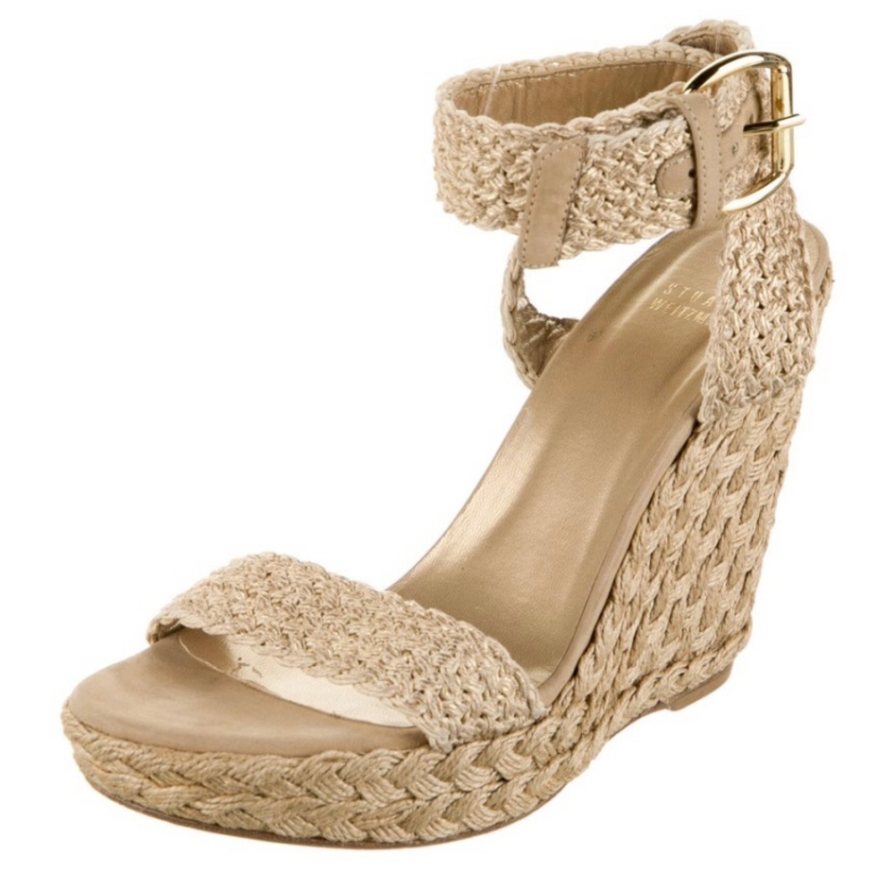 STUART WEITZMAN Jute Braided Accents Espadrilles in Tan SZ 10